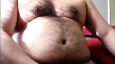 Chubby daddy bear jacking on cam