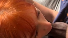 Amateur redhead blowing pov style