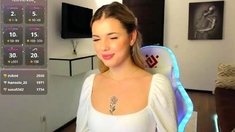Cute curly brunette solo webcam masturbation