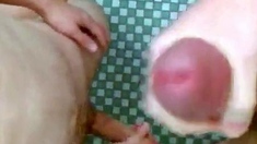 School Bathroom Masturbation Ends in Double Cumshot