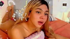 Small titted teen sucks upside down