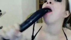 Cam girl dildos her mouth...