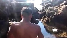 Tunisian twink wanks his BIG Arab dick near the beach