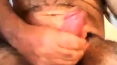 LATINO HAIRY DADDY BEAR BIG FAT COCK AND THICK CUMSHOT