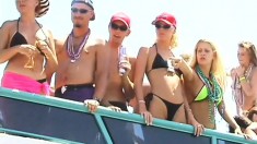 Desperately horny babes show off their boobs on spring break