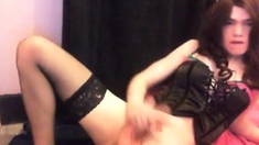 Lovely femboy jerking off