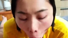 Cute Asian Girlfriend Sucks Cock For Cum To Swallow